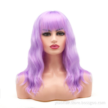 ZYR Long Wavy Synthetic Lace Front Wig Glueless Purple High Temperature Heat Resistant Fiber Hair Wigs for Women Light Swiss HEN